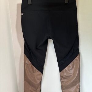 FABLETICS Bronze and Black Brogan Mid-Rise Mesh Powerhold Leggings Size Medium